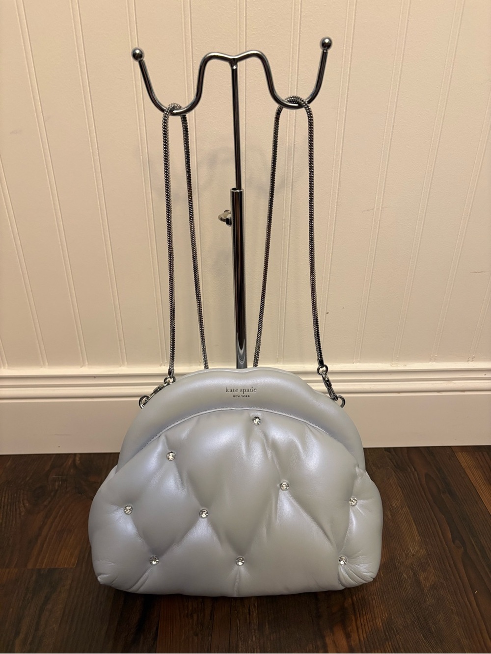 kate spade powder blue quilted crystal-accent cloud clutch - Picture 4 of 12
